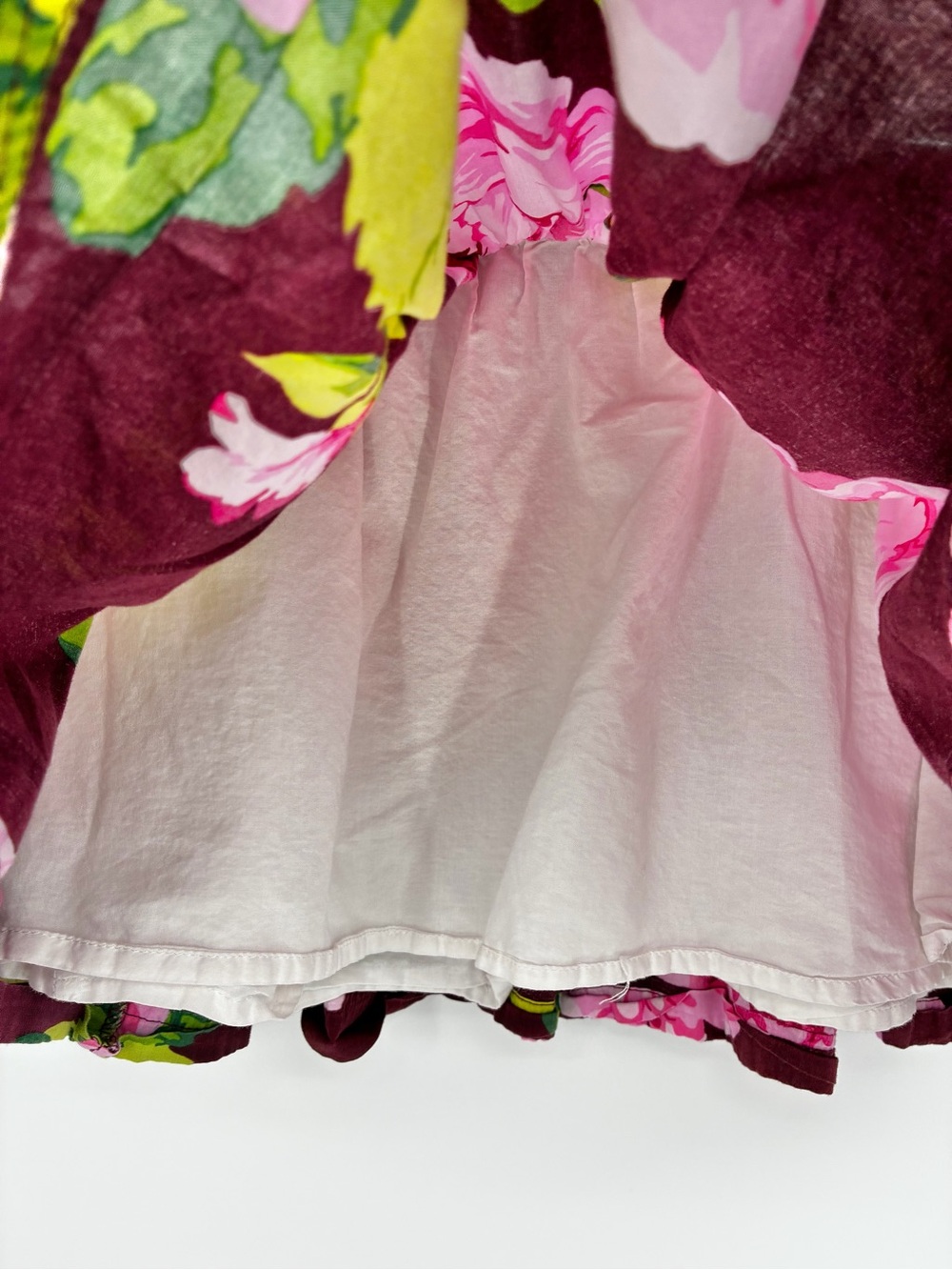 ABERCROMBIE & FITCH Floral Mini Skirt Smocked Waist Burgundy Pink S - Picture 4 of 13